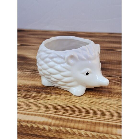 Porcupine Hedgehog Planter Sponge Holder Small White Glazed 2"‎ x 4.5" - Picture 1 of 9